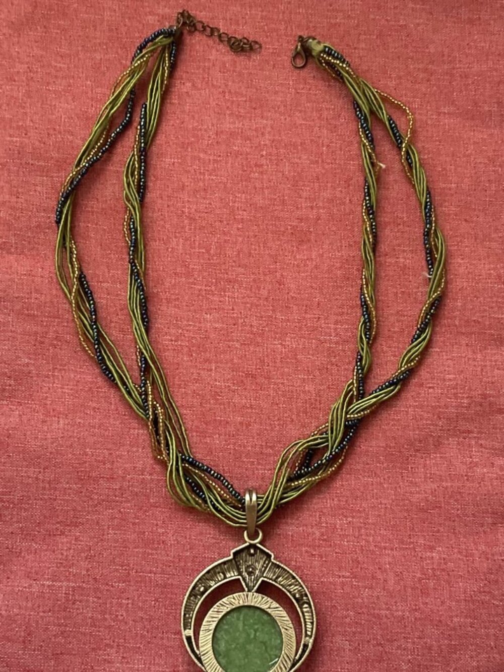 BOHO GREEN & BLUE MULTISTRAND STATEMENT NECKLACE - Picture 3 of 8